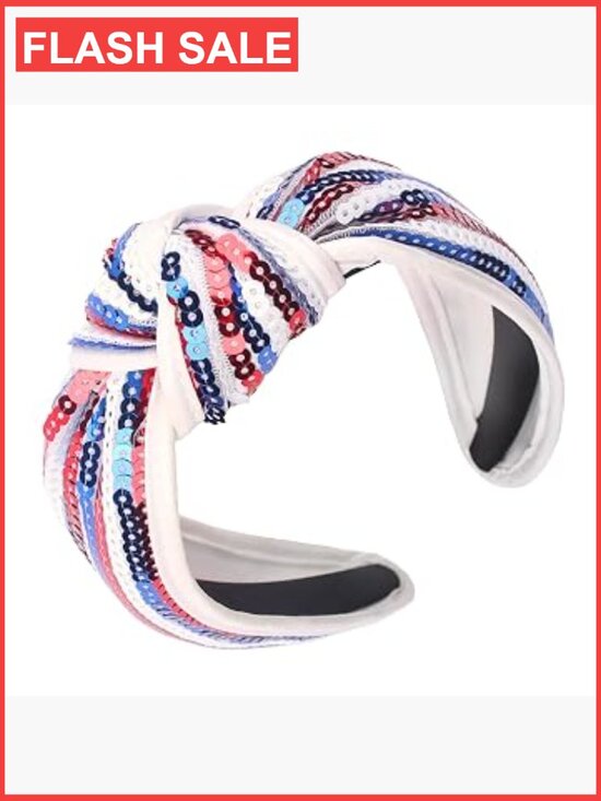 Accessories - Knotted Sequin Headband - Patriotic USA Flag Hair Accessory